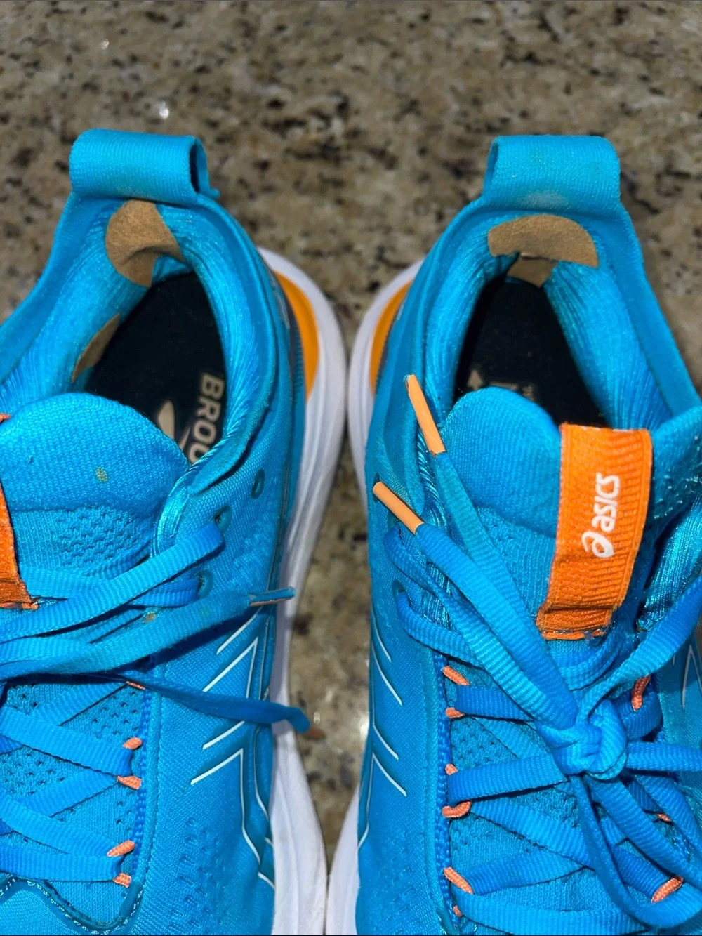 ASICS Gel Nimbus 25 Teal-Blue Running Shoes with Orange Pull Tabs